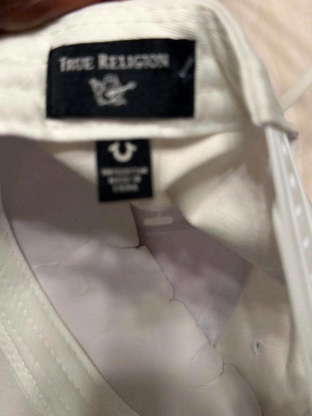 True Religion White Baseball Cap with Black Logo Patch